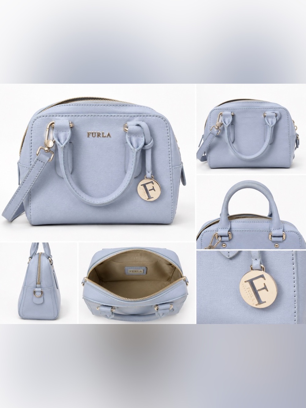 Furla Blue Satchel Bag with Structured Design